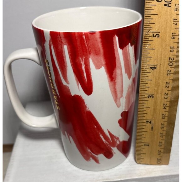Starbucks Dot Water Color Valentine Red Coffee Mug 16 Oz - Picture 5 of 7